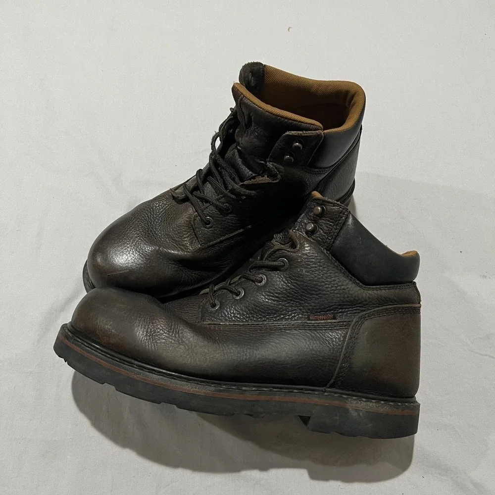 C.E. Schmidt Mens Dark Brown Leather Waterproof Lace Up Work Boots Size 13M